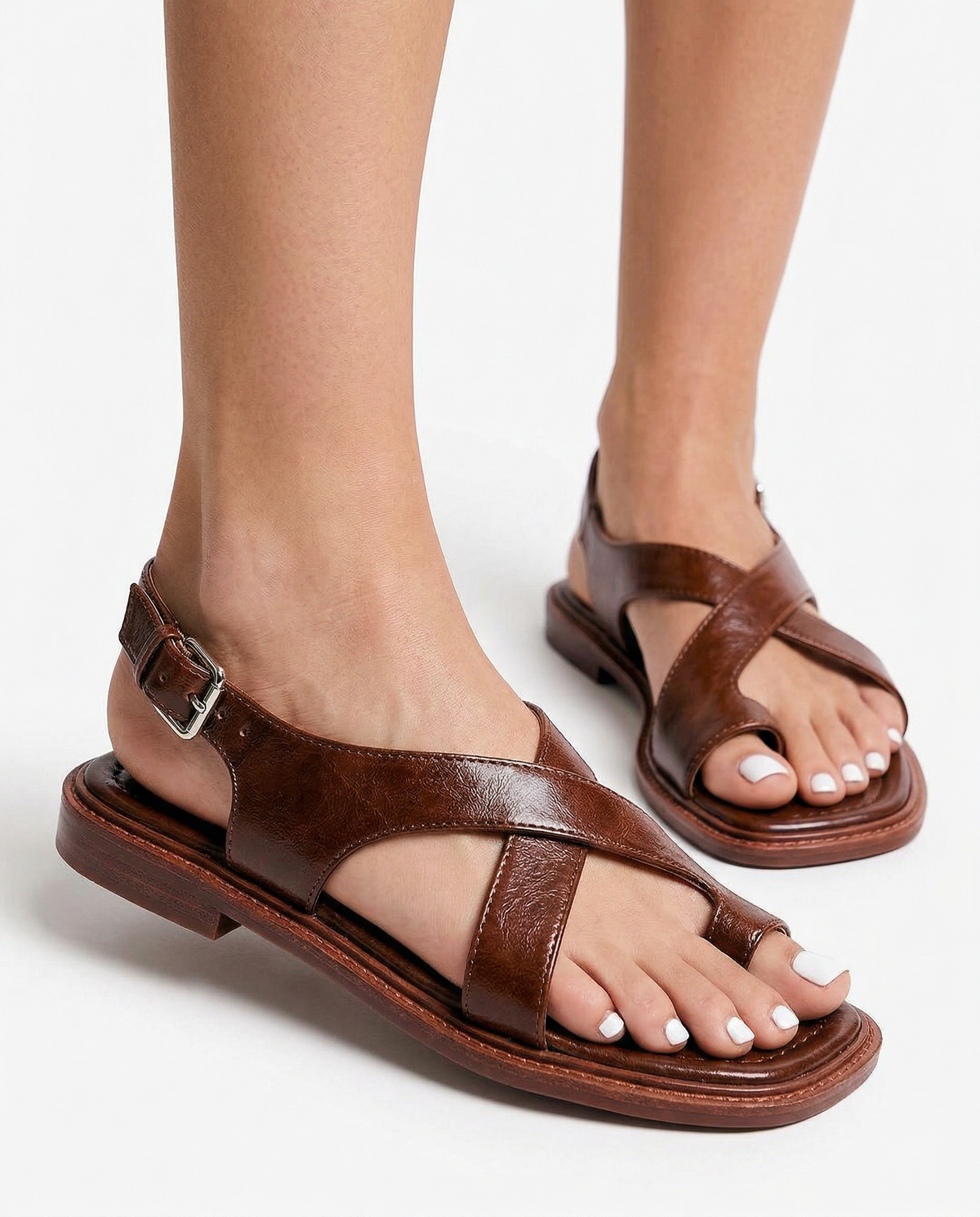 Leather cross strap sandal, detail view 2