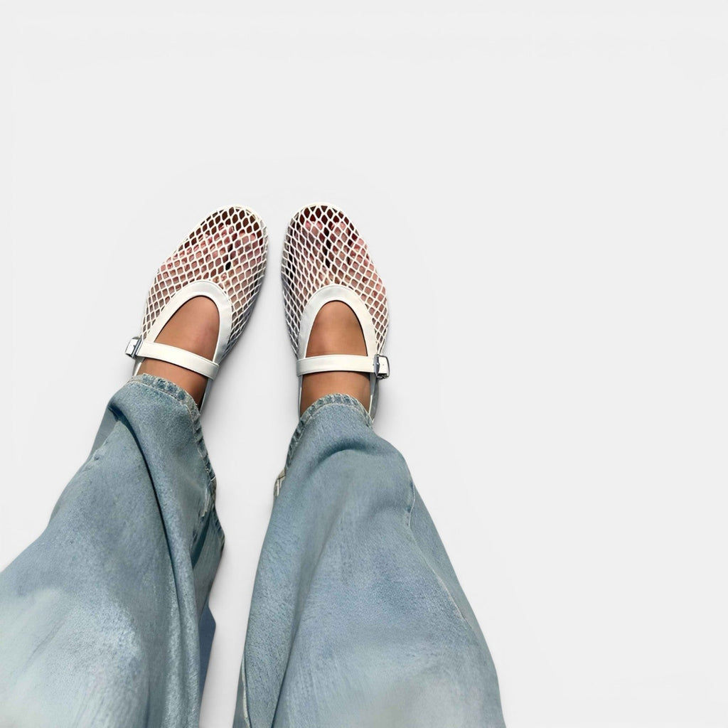 Breathable mesh ballet flats with strap, alternate view 4