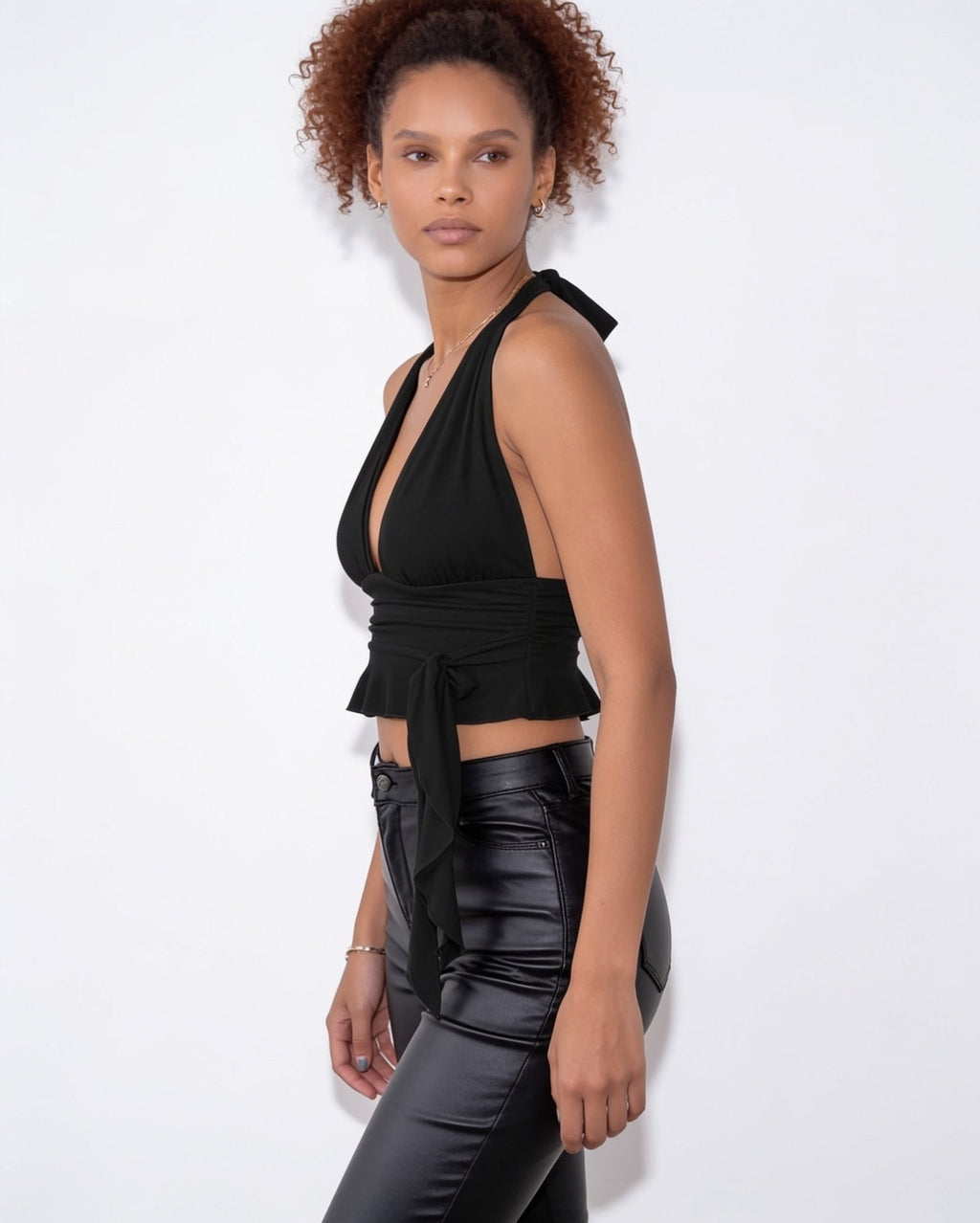 Halter wrap peplum top, detail view 5
