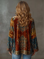 Bohemian Kimono Cardigan med Kunstnerisk Print til Damer – set bagfra