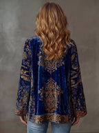 Bohemian Kimono Cardigan med Kunstnerisk Print til Damer – på model