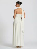 Strapless draped maxi dress with side slit, view 14