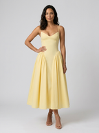 Dropped-waist midi dress with pockets