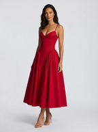 Dropped-waist midi dress with pockets, view 7