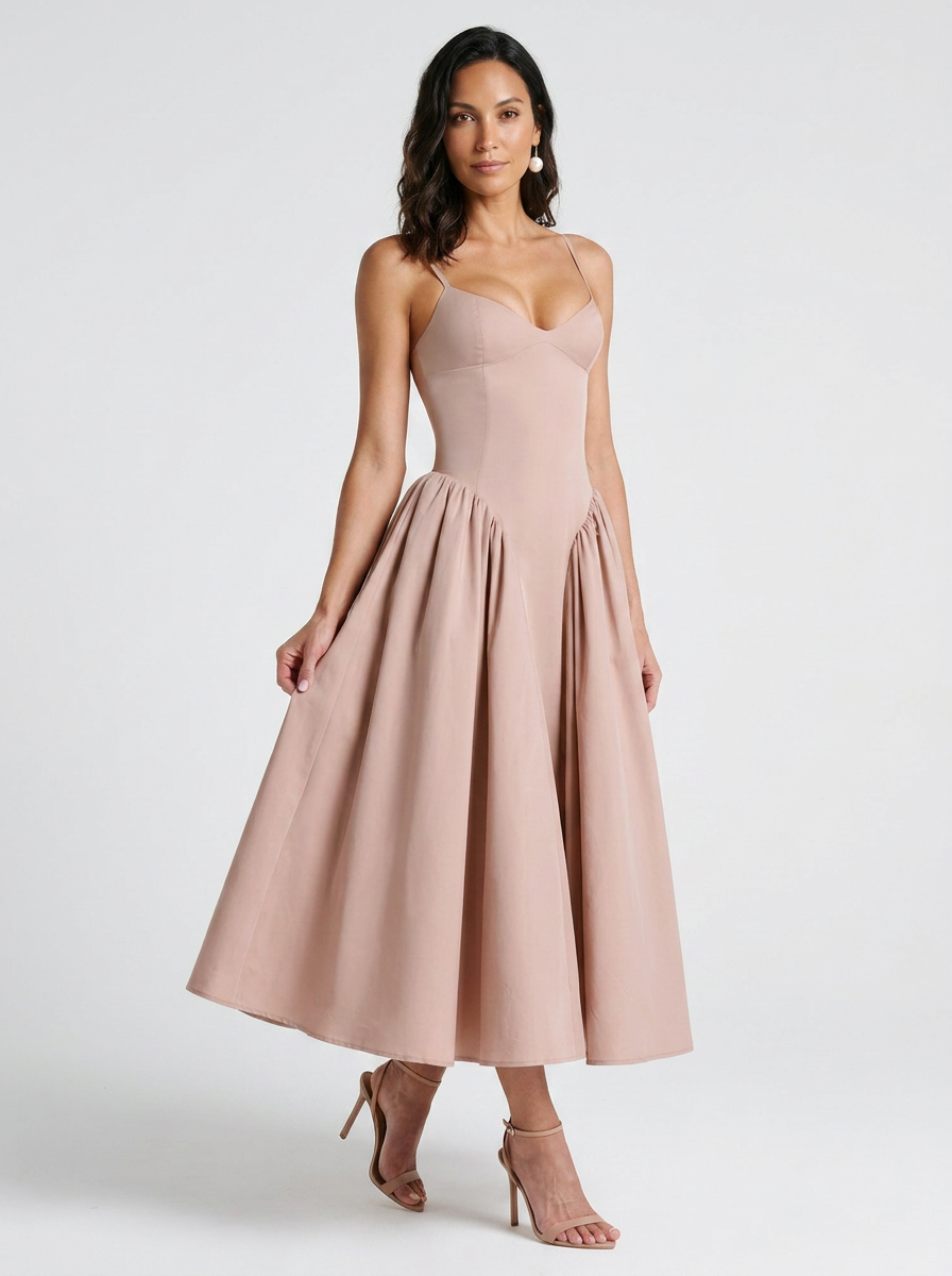 Dropped-waist midi dress with pockets, view 10