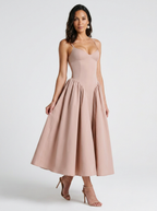 Dropped-waist midi dress with pockets, view 10