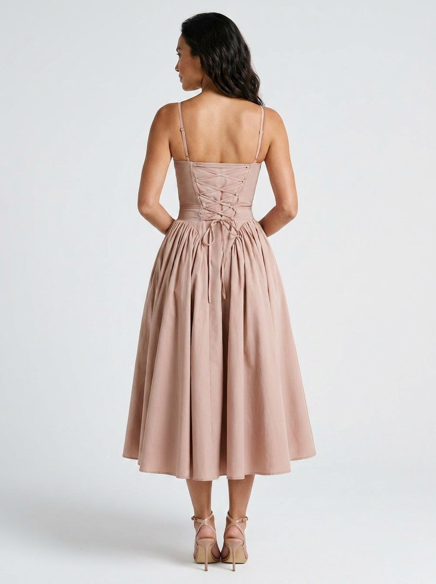 Dropped-waist midi dress with pockets, view 11