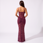 Floral lace mermaid maxi dress, alternate view 7
