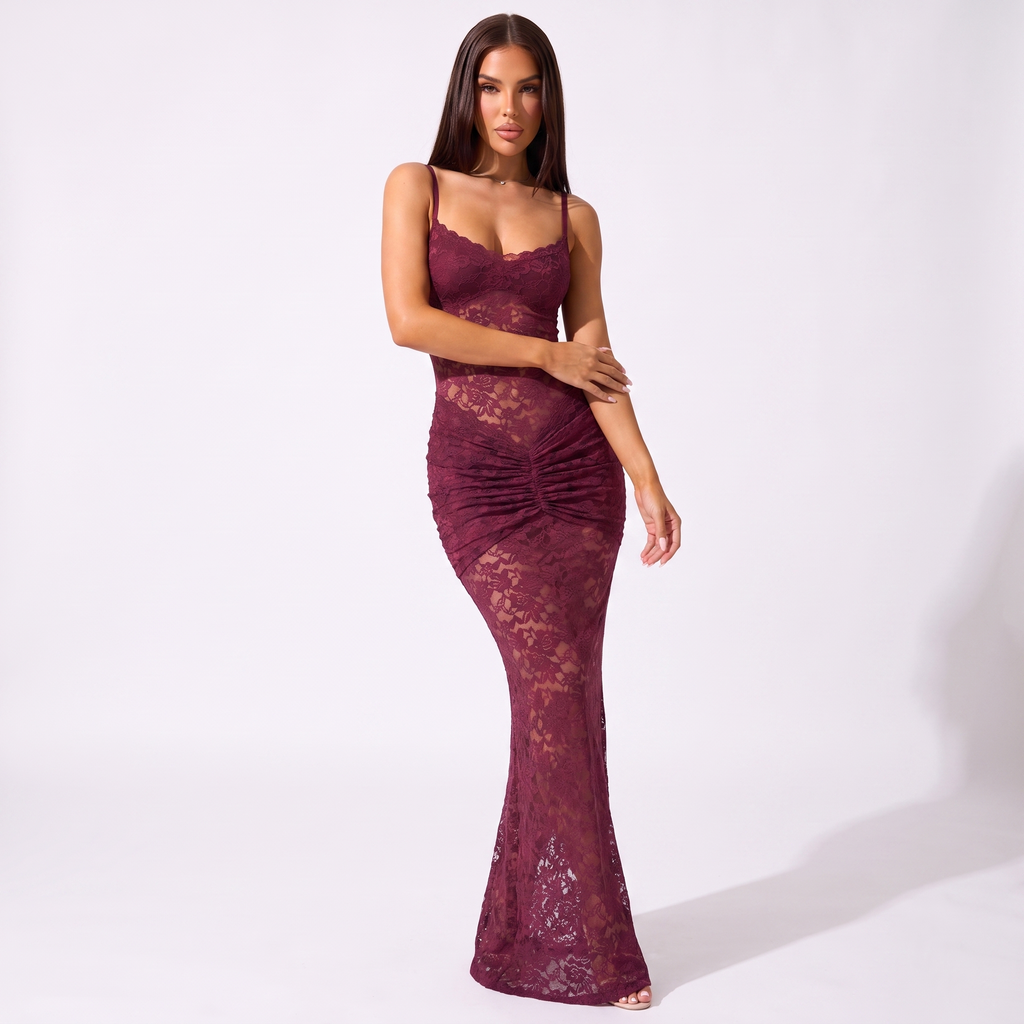 Floral lace mermaid maxi dress, alternate view 8
