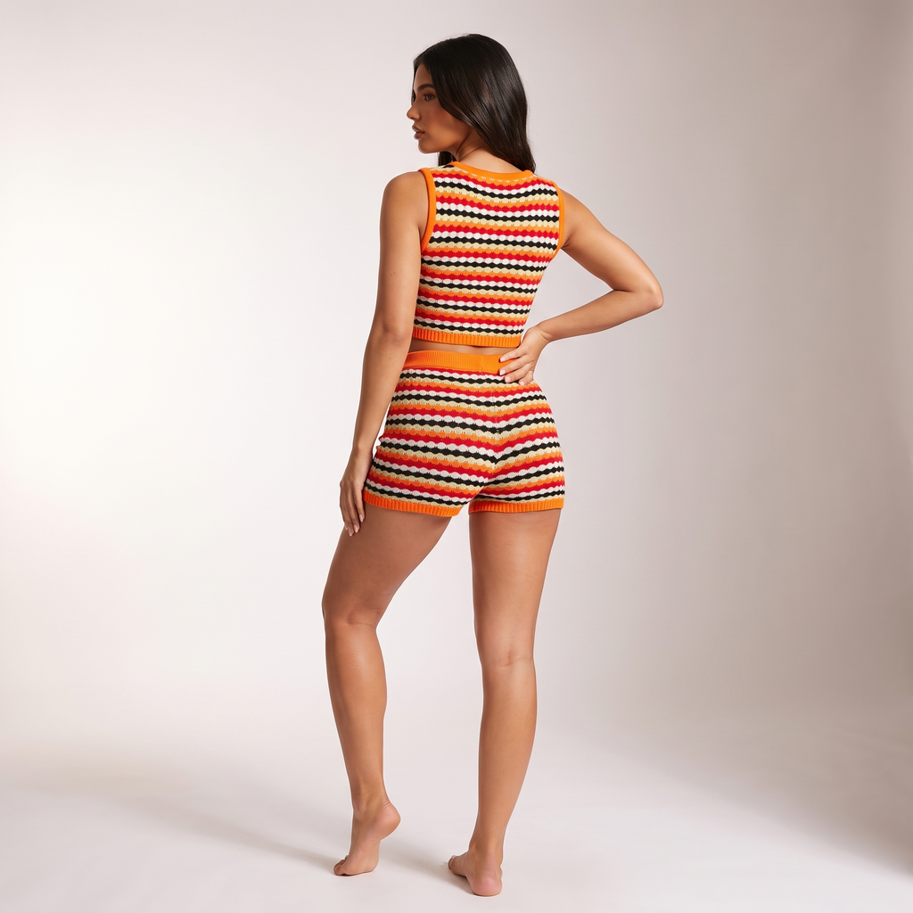 Knitted vest and high-waisted shorts set, alternate view 5