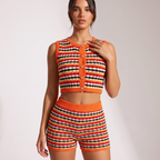 Knitted vest and high-waisted shorts set, alternate view 2