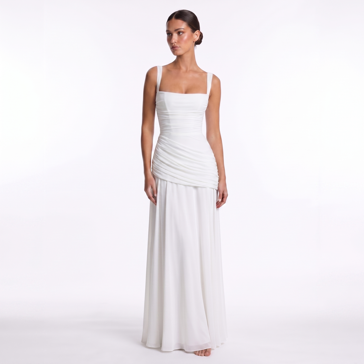 Chiffon maxi dress with lace-up back, alternate view 2