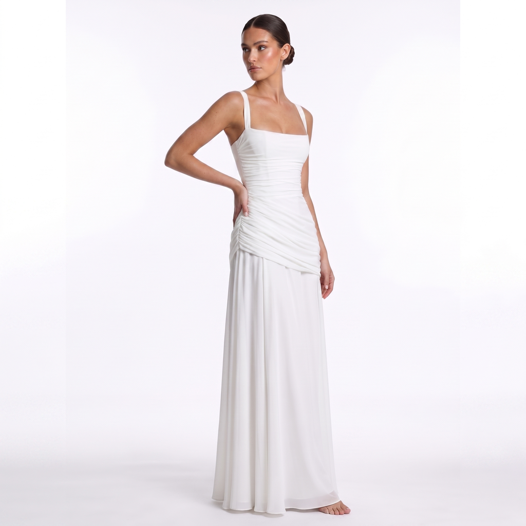 Chiffon maxi dress with lace-up back, alternate view 3
