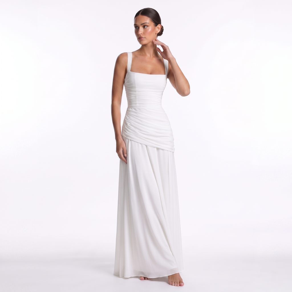Chiffon maxi dress with lace-up back, alternate view 5