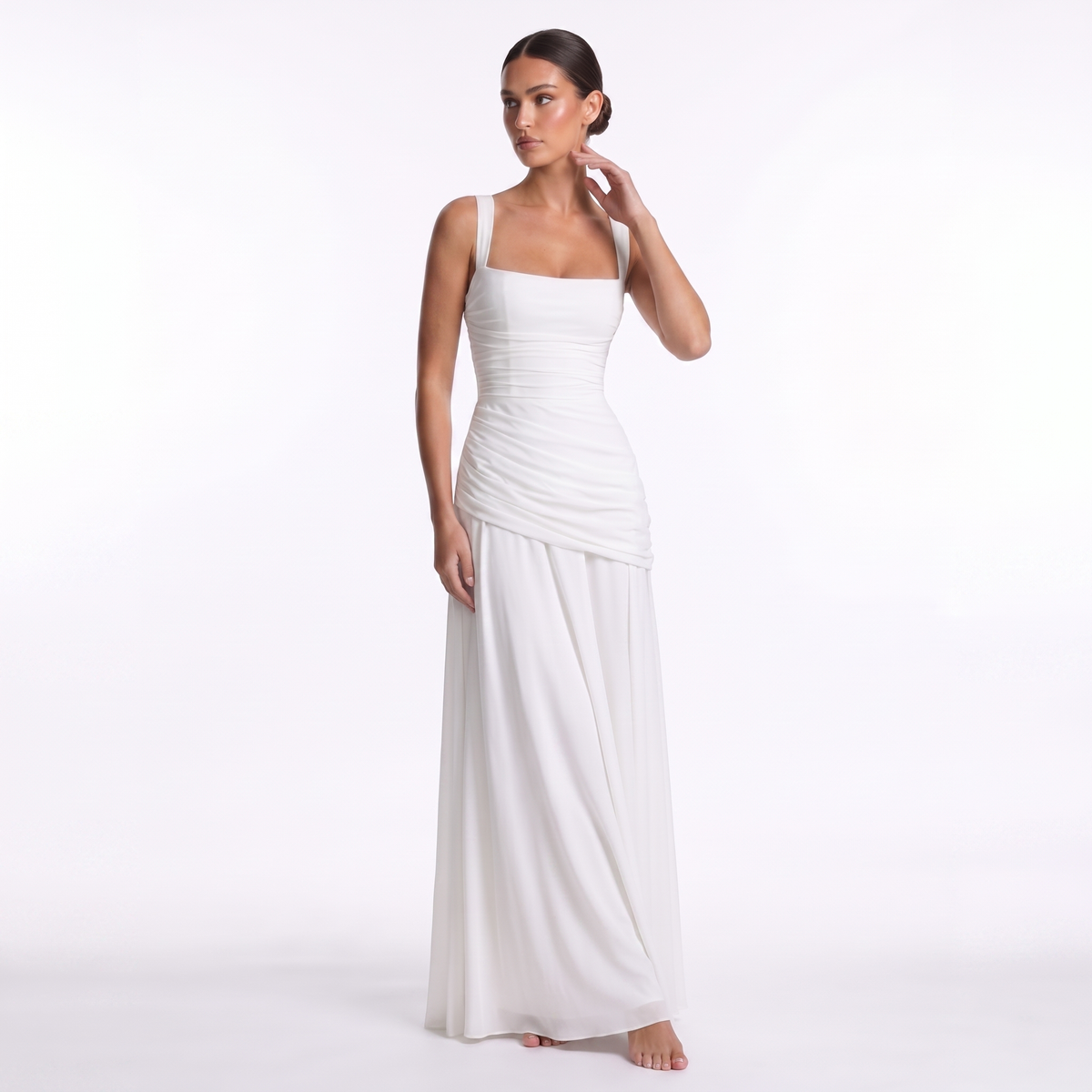 Chiffon maxi dress with lace-up back, alternate view 5