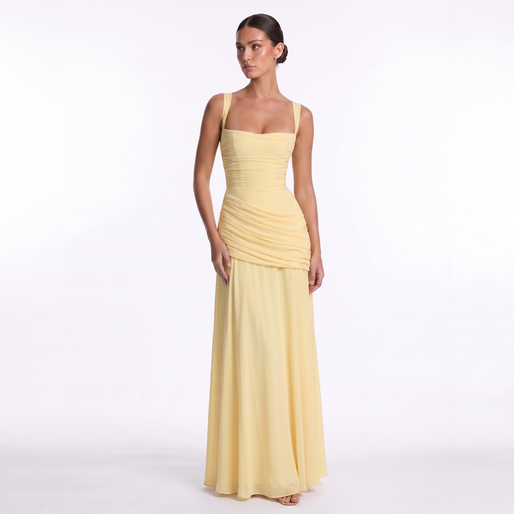 Chiffon maxi dress with lace-up back, alternate view 6