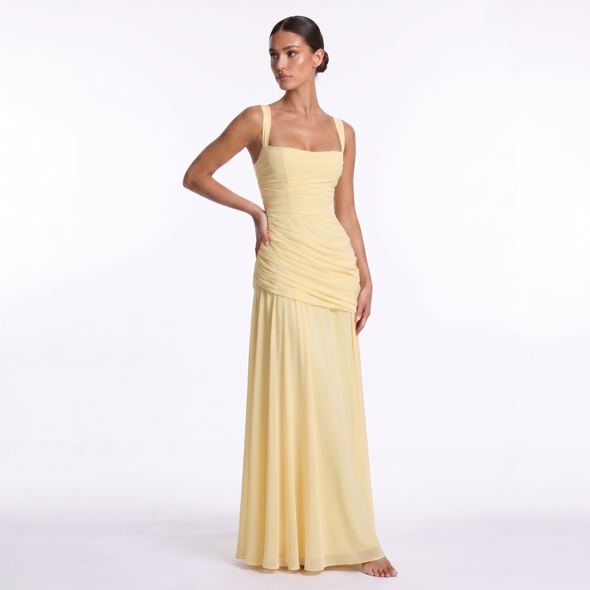 Chiffon maxi dress with lace-up back, alternate view 7