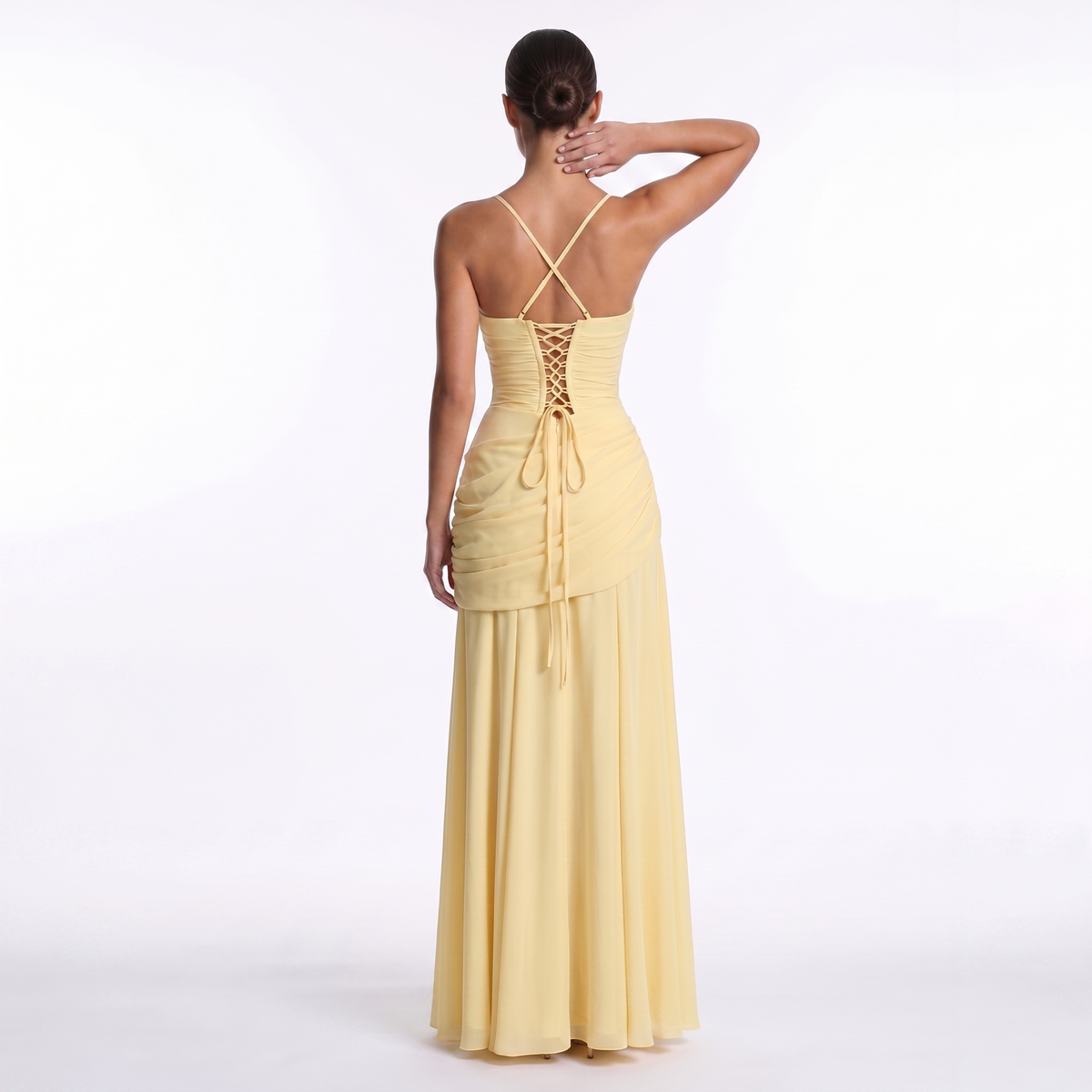 Chiffon maxi dress with lace-up back, alternate view 8