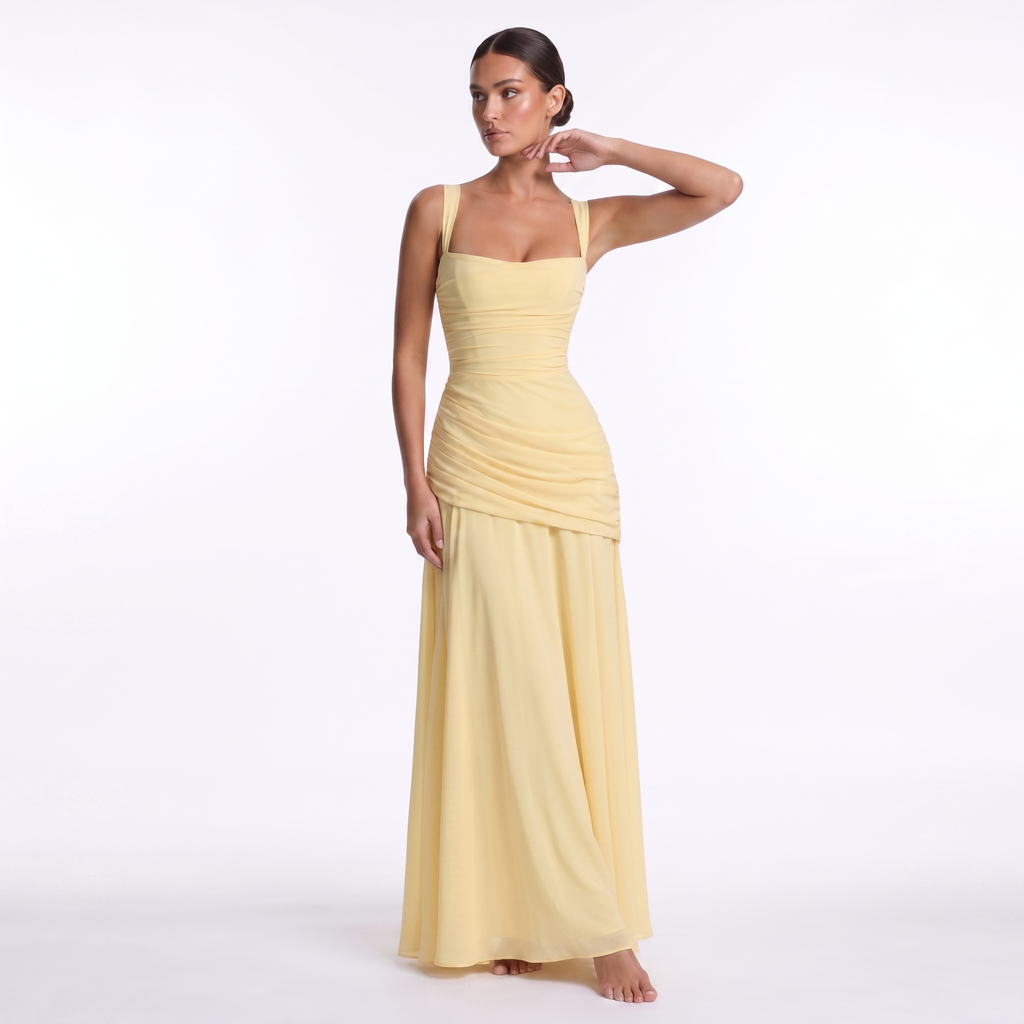 Chiffon maxi dress with lace-up back, alternate view 10