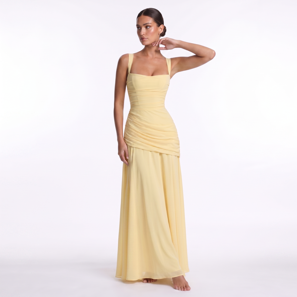 Chiffon maxi dress with lace-up back, alternate view 10