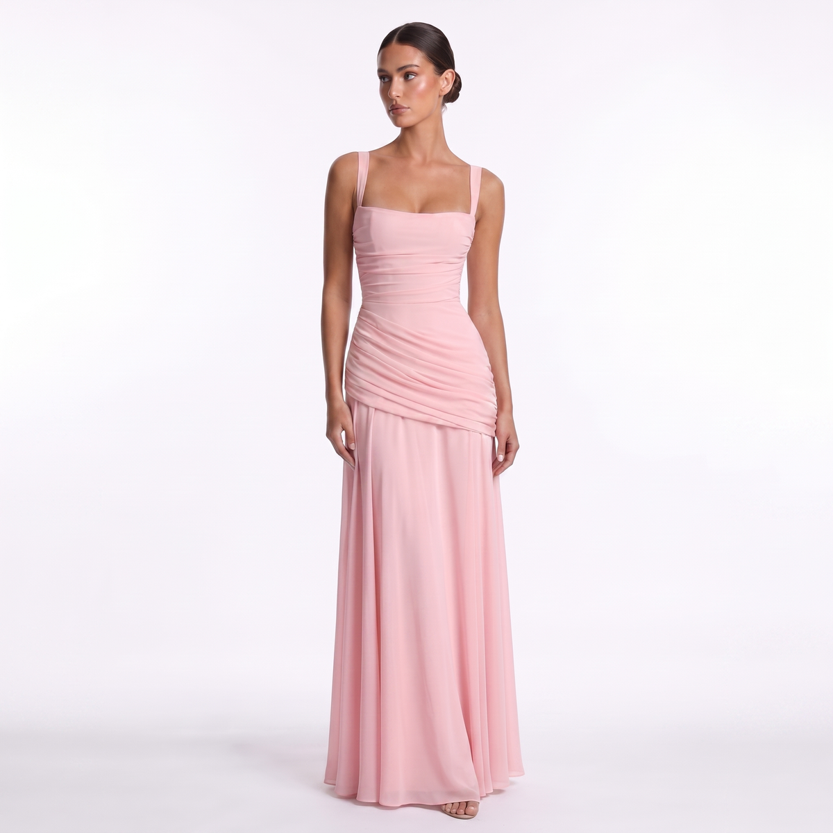 Chiffon maxi dress with lace-up back, alternate view 11