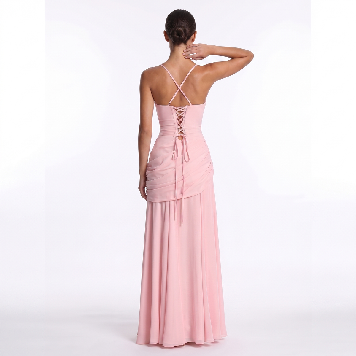 Chiffon maxi dress with lace-up back, alternate view 13