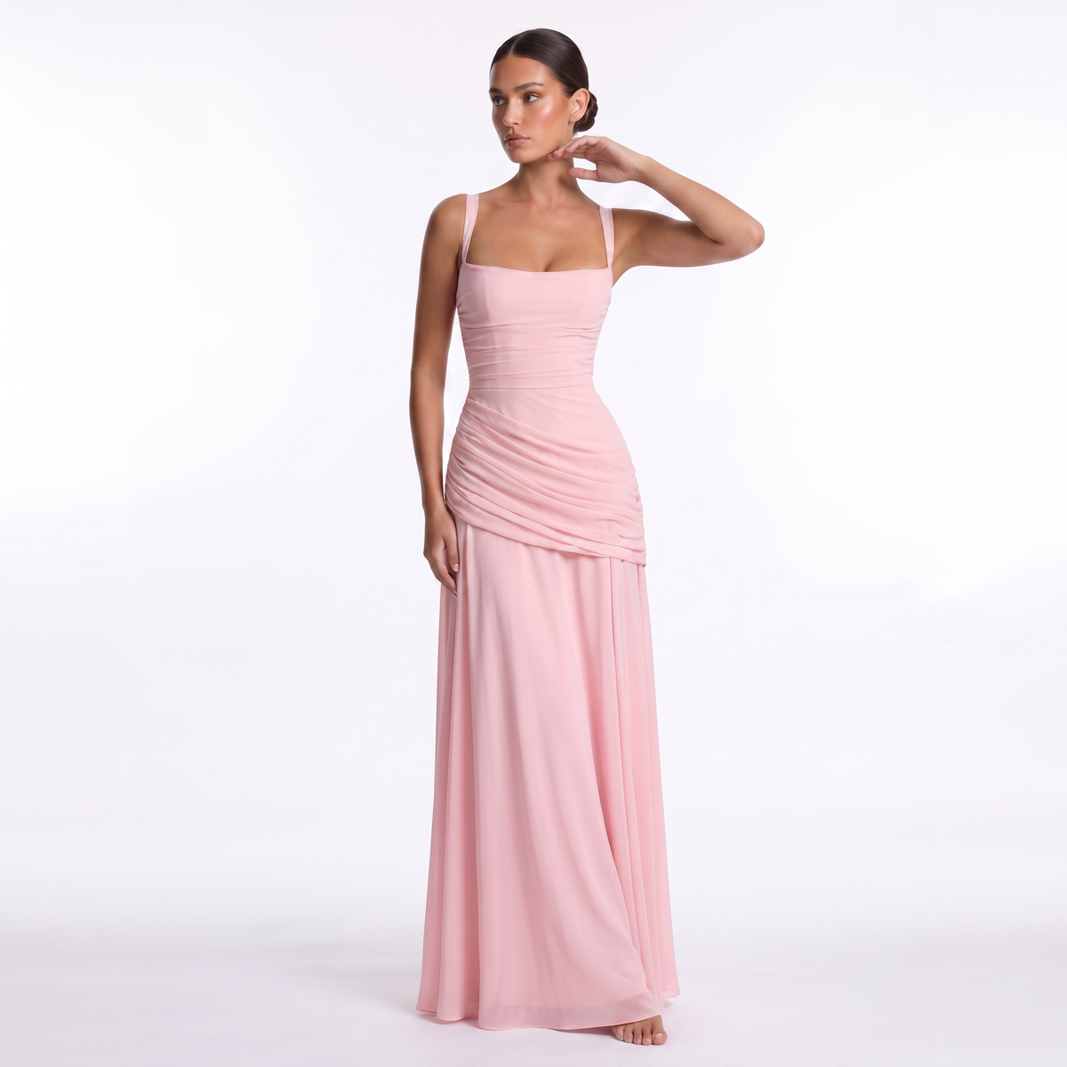 Chiffon maxi dress with lace-up back, alternate view 15