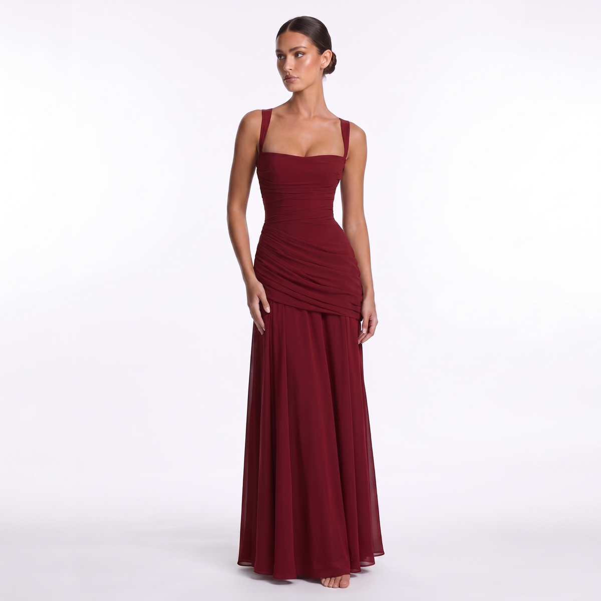 Chiffon maxi dress with lace-up back, alternate view 16