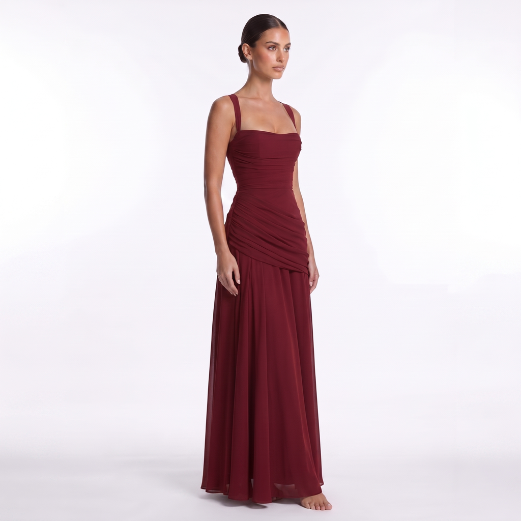 Chiffon maxi dress with lace-up back, alternate view 17