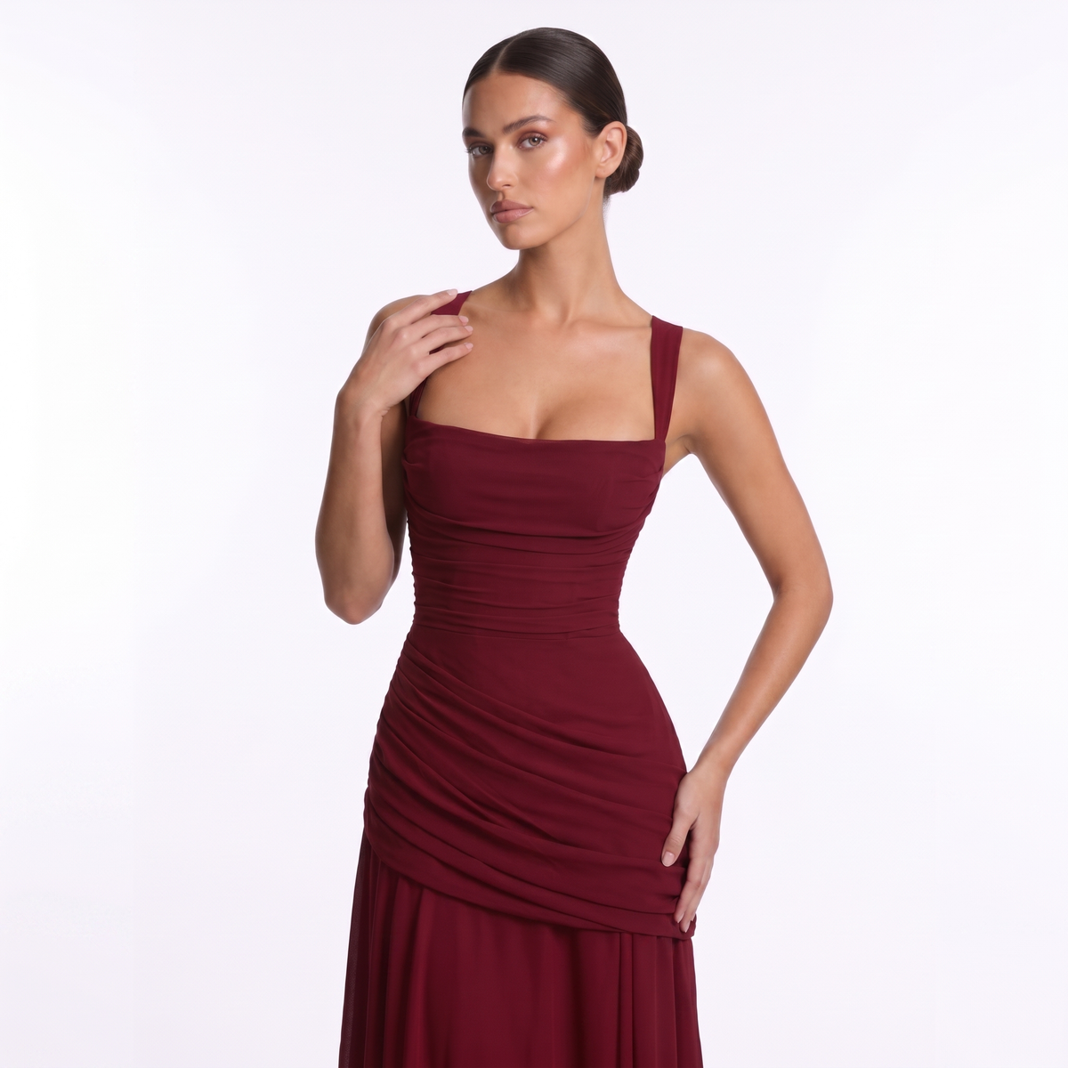 Chiffon maxi dress with lace-up back, alternate view 19