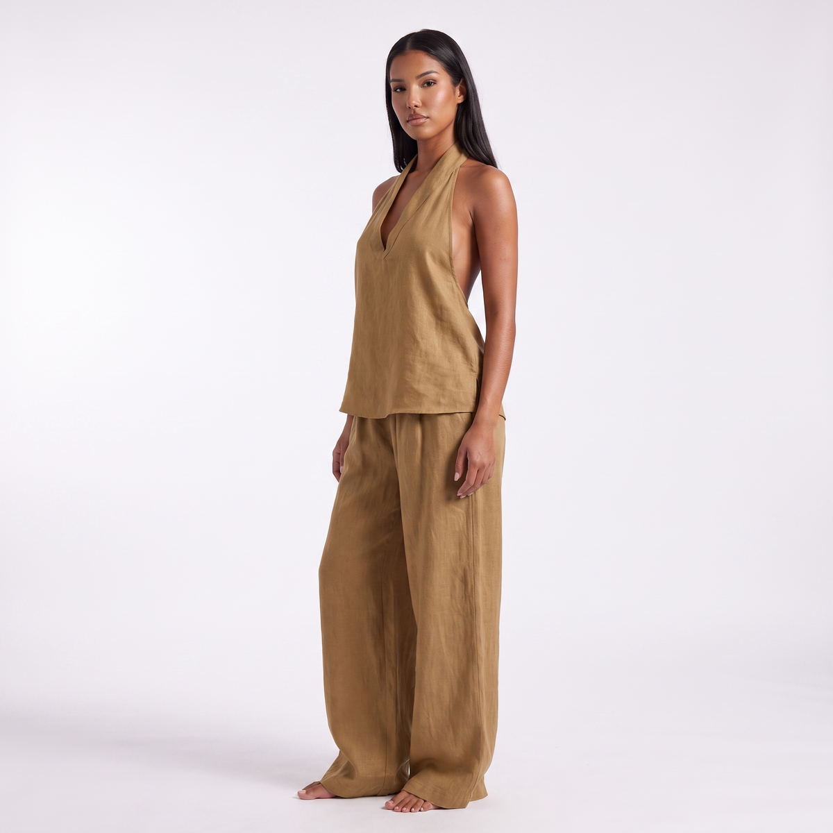Linen-look sleeveless two-piece set, alternate view 4