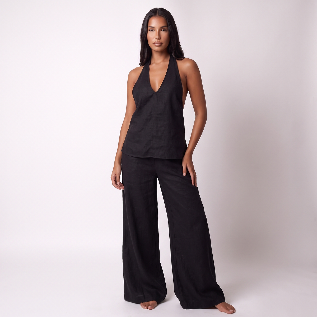 Linen-look sleeveless two-piece set, alternate view 5