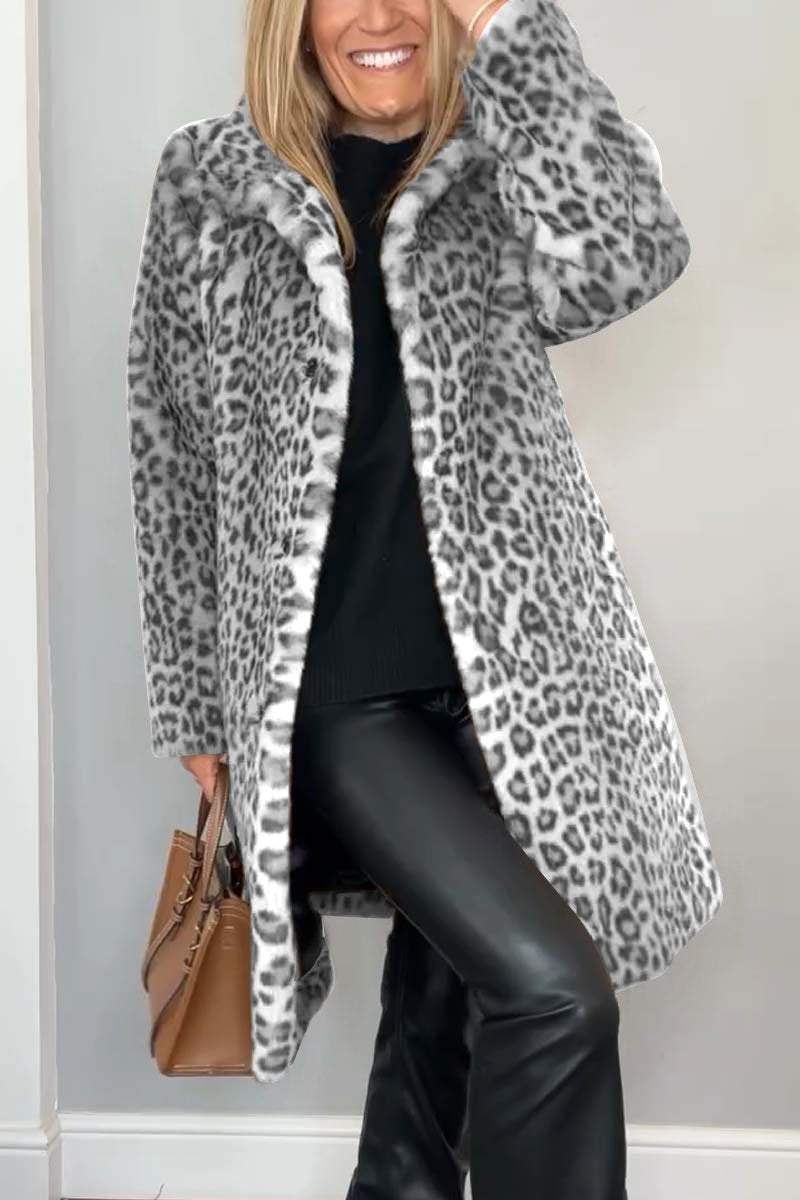 Elegant Leopardprint Frakke
