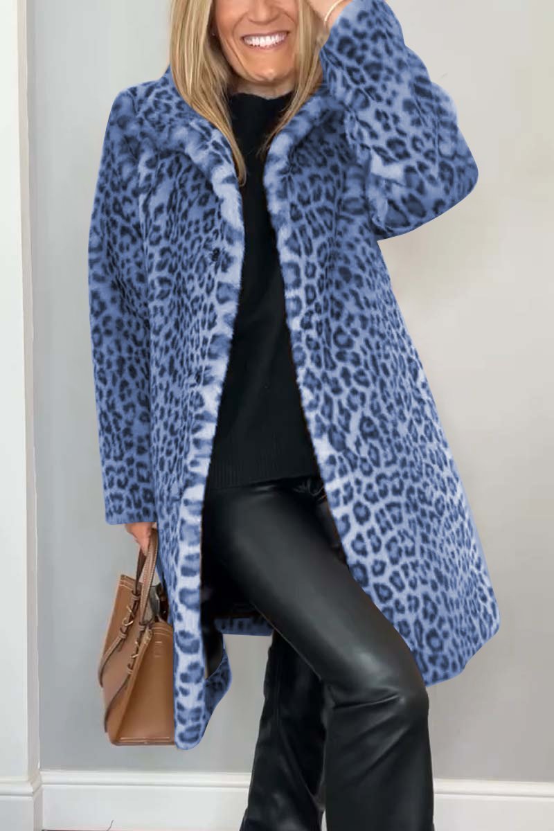 Elegant Leopardprint Frakke