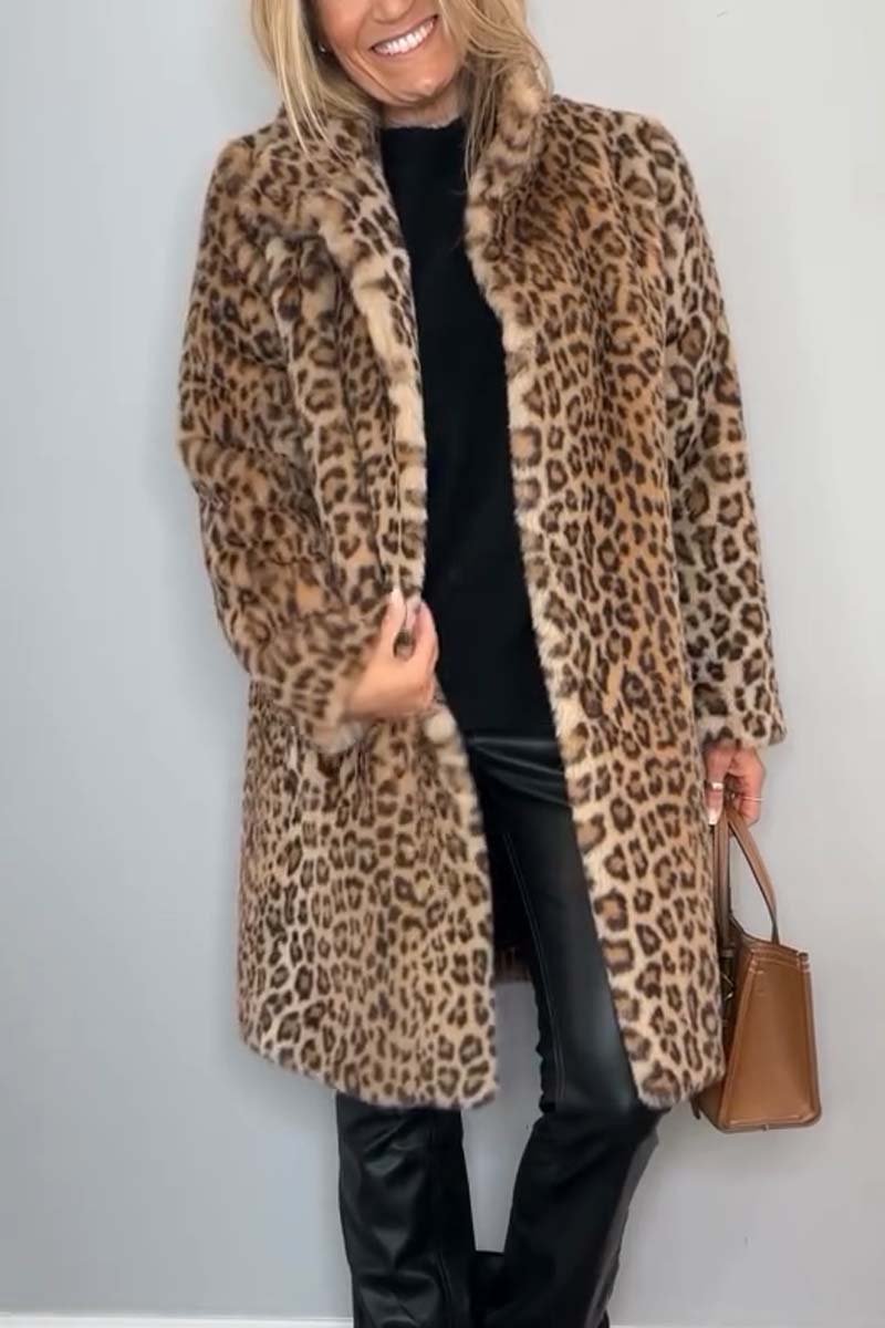 Elegant Leopardprint Frakke