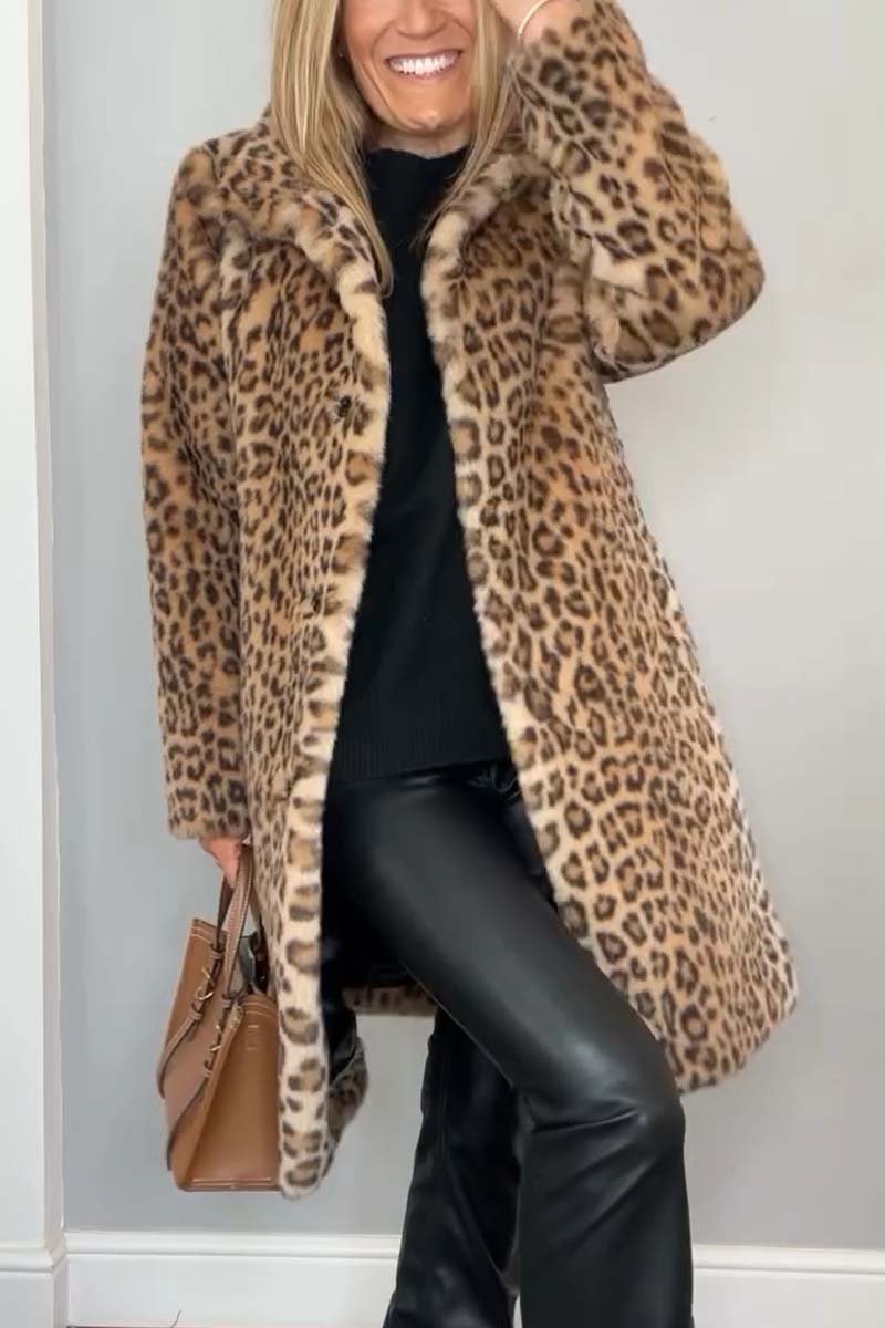 Elegant Leopardprint Frakke