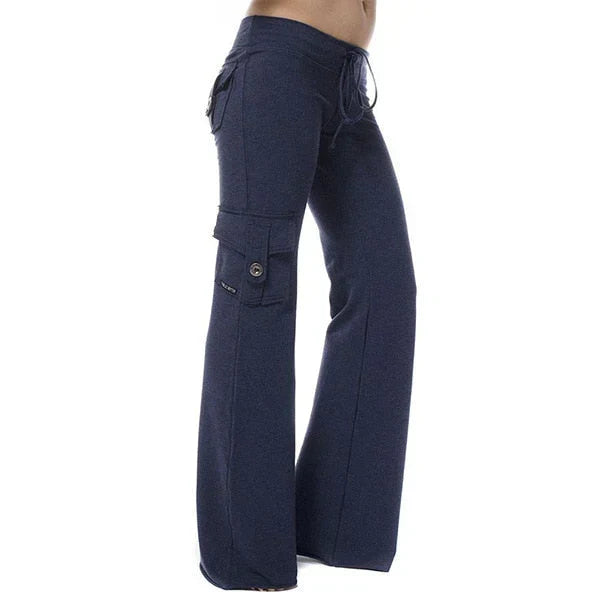 Blå bootcut cargo bukser til damer
