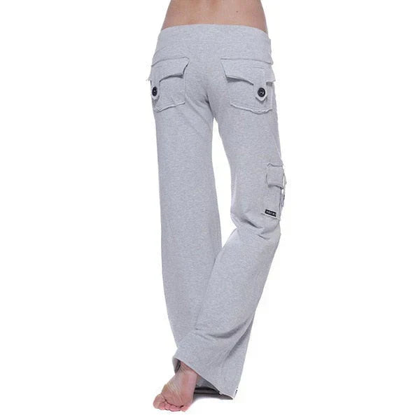 Grå bootcut cargo bukser til damer