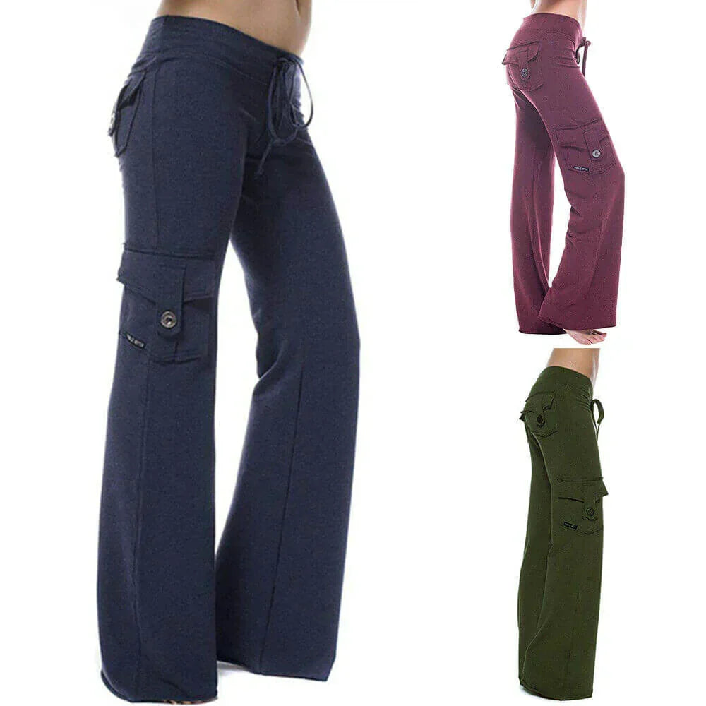 Grønne bootcut cargo bukser set bagfra