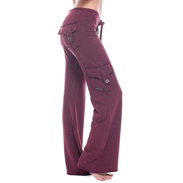 Vinrøde bootcut cargo bukser til damer