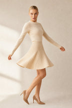 High-waisted merino wool mini skirt, detail view 2