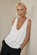 Draped U-neck satin tank top, detail view 2