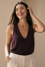 Draped U-neck satin tank top, detail view 3