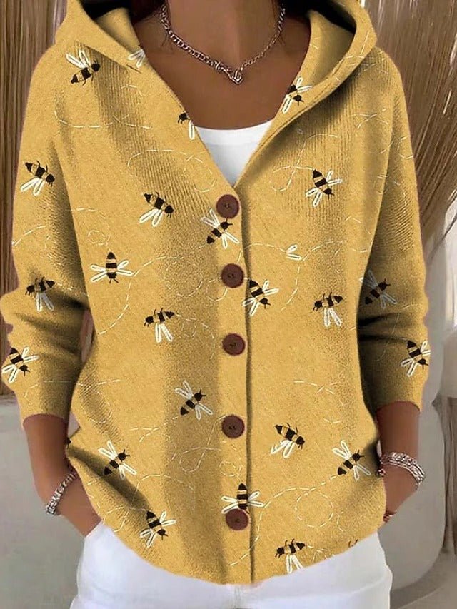 Farverig Patchwork Cardigan med Hætte til Damer – set bagfra