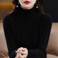 Elegant Sort Cashmere Sweater med Rullekrave