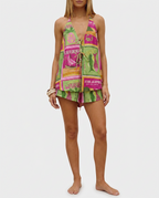 Colour-block lace-up shorts set, detail view 6
