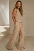 Linen blend vest and trouser set, detail view 1
