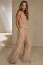 Linen blend vest and trouser set, detail view 1