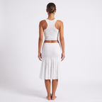 White square-neck top and fishtail midi skirt set, alternate view 5