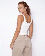 Ribbed square neck cropped tank top, detail view 4